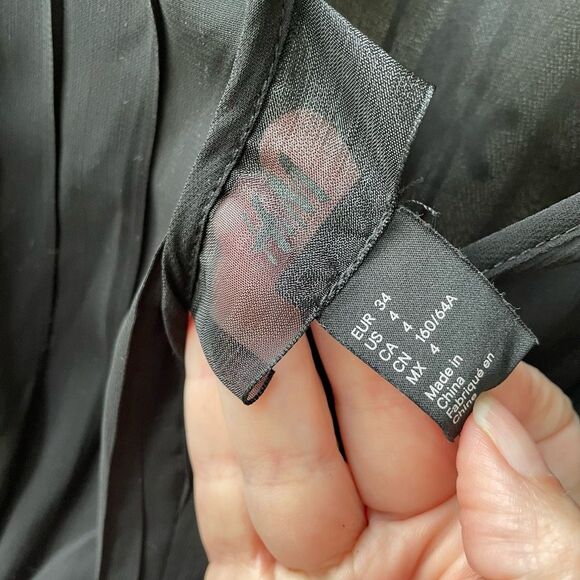 H&M Black Peasant Style Wide Straight Leg Jumpsuit Strappy Back 4 - Picture 8 of 9